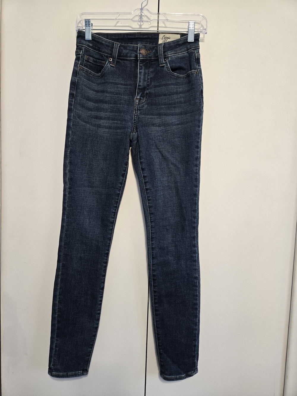 Cosmic Blue Love Jeans Womens 26T Tall High Rise Skinny Dark Wash Stretch